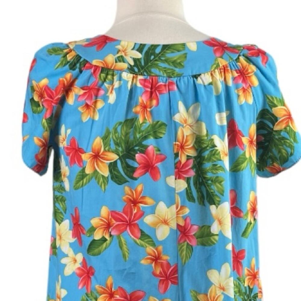 Puanani RJC Hawaiian Vintage Dress Tulip Sleeve Tropical Floral Women Size Large - Picture 8 of 11